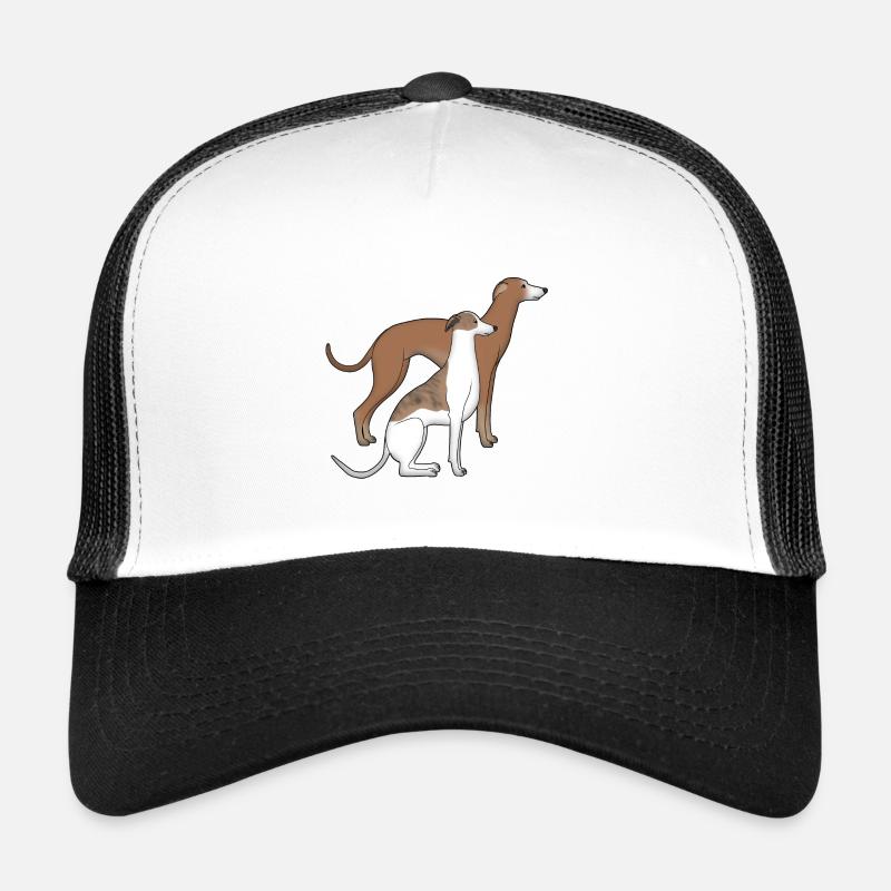 Deux whippets - Casquette trucker  - blanc/noir