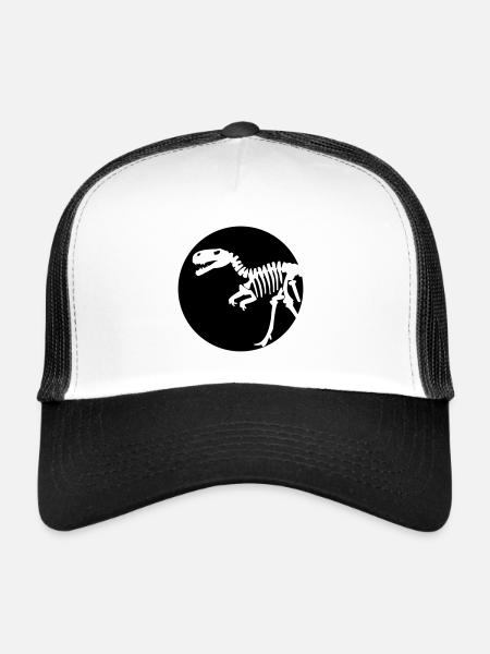 t rex skull - Trucker Cap - white/black - Front