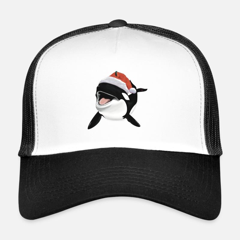 Orca Zeichnung Weihnachts Wal Geschenk - Trucker Cap - Weiß/Schwarz