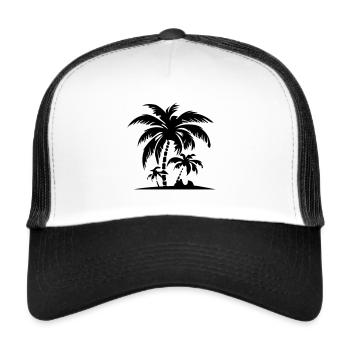 Insel Sommer Palmen Strand - Trucker Cap - Weiß/Schwarz - Vorne