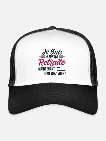 Je Suis Bientôt Retraité - Cadeau Futur Retraité - Casquette trucker  - blanc/noir - Devant