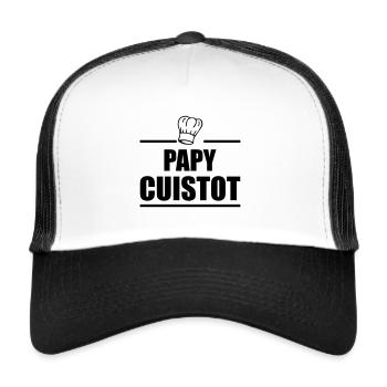 Papy Cuistot, cuisinier, cuisto, fête des papys - Casquette trucker  - blanc/noir - Devant