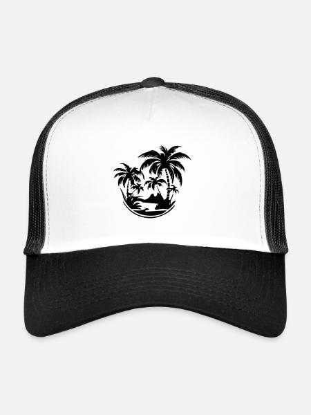 Island Summer Palm Beach - Trucker Cap - white/black - Front