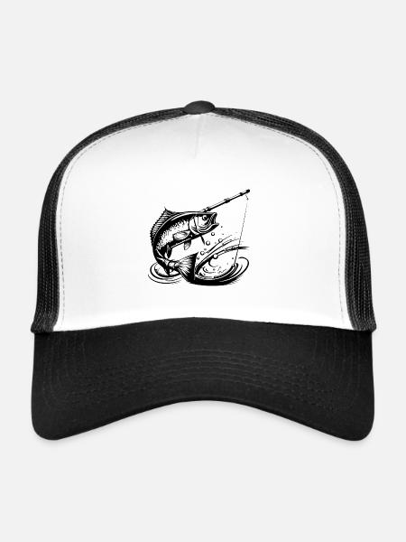 Symbole de pêche Poisson Pêche - Casquette trucker  - blanc/noir - Devant