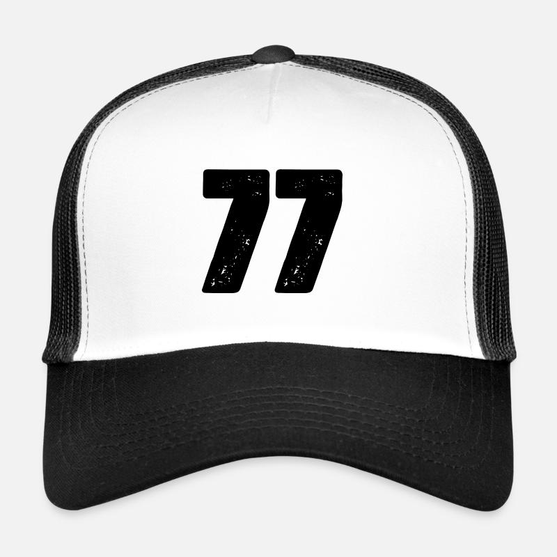 77 Zahl Trikot - Trucker Cap - Weiß/Schwarz