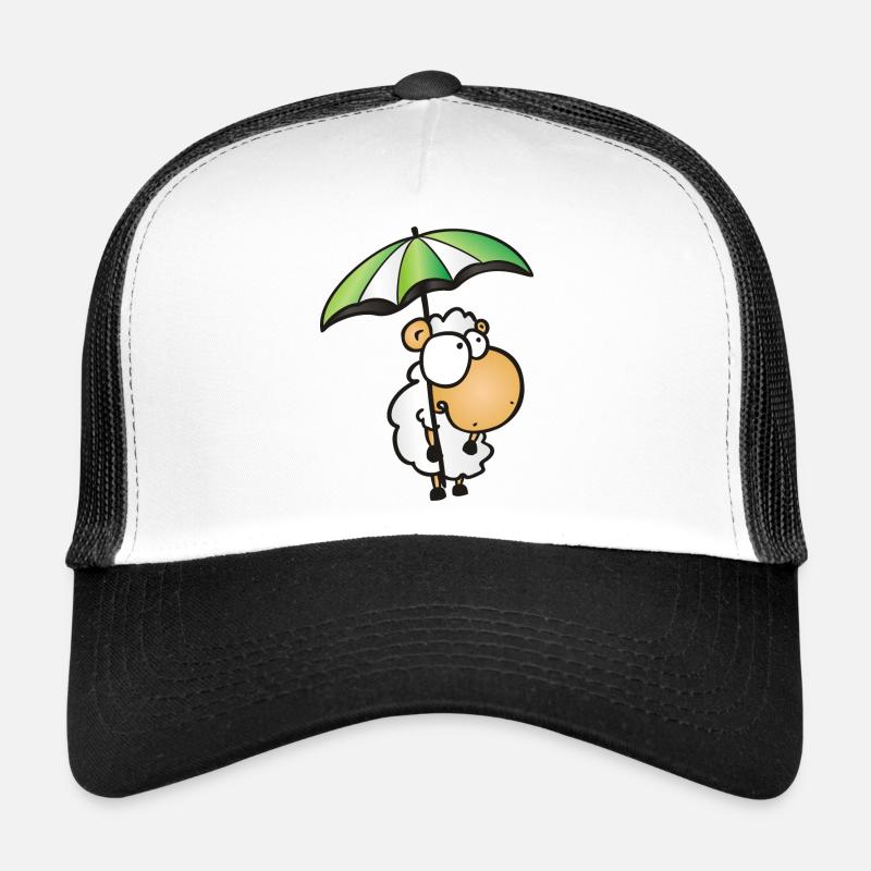 Schaf mit Schirm - Trucker Cap - Weiß/Schwarz