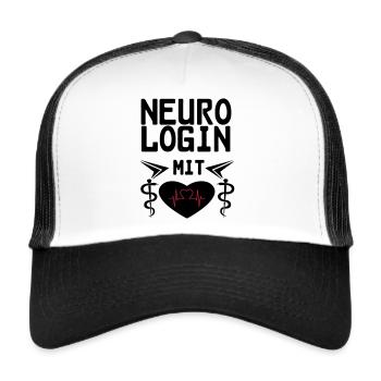 Neurologin mit Herz Geschenk - Trucker Cap - Weiß/Schwarz - Vorne