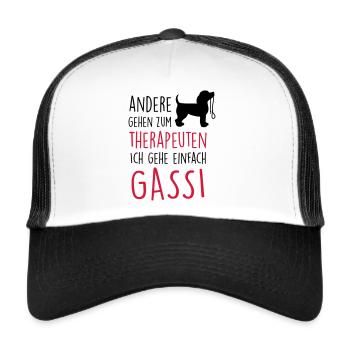 Gassi Therapeut Hund - Trucker Cap - Weiß/Schwarz - Vorne