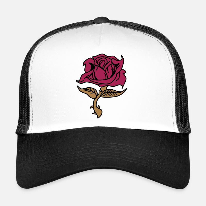 Rose (fleur) - Casquette trucker  - blanc/noir