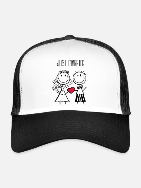 Juste marié mariée et le marié - mariage - cadeau - Casquette trucker  - blanc/noir - Devant