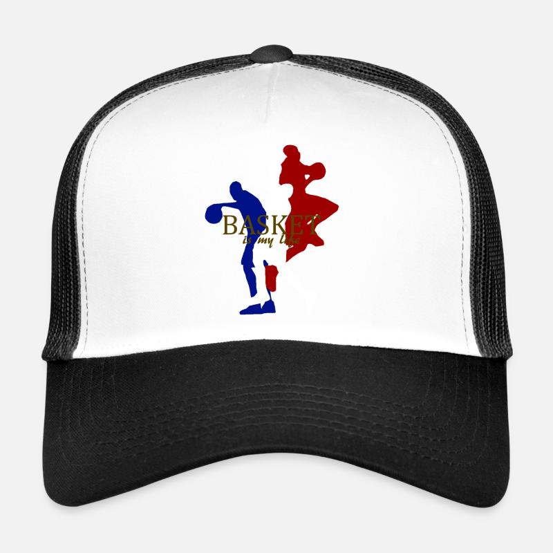 basket is my life - Trucker Cap - Weiß/Schwarz