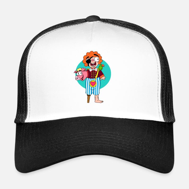 PigPirate - Trucker Cap - Weiß/Schwarz