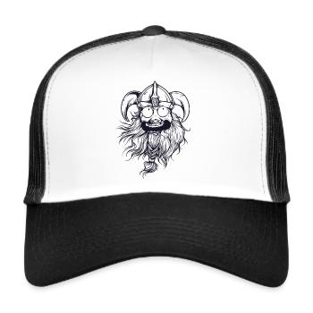 Funny Viking Head Germanic Nordic saga gift - Trucker Cap - white/black - Front