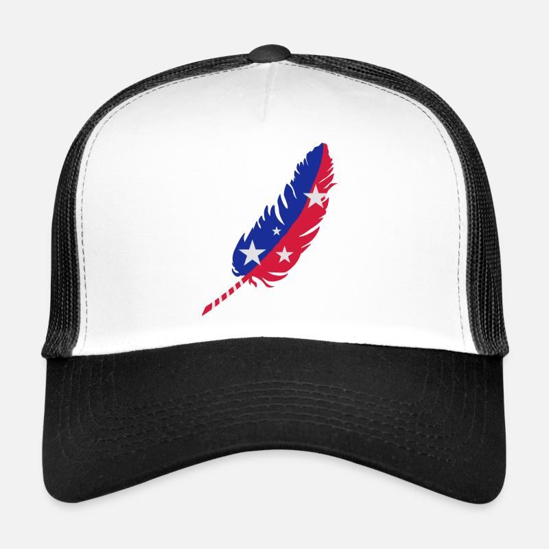 Feder blau,rot mit Sterne Trucker Cap