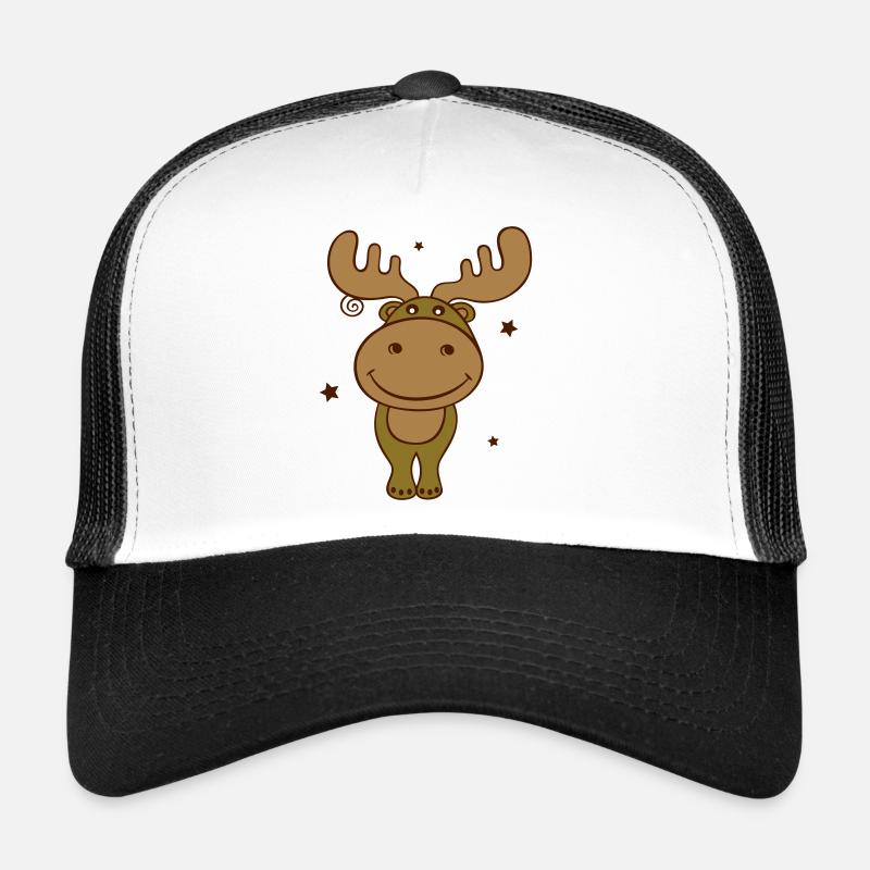 Elch mit Sternen - Trucker Cap - Weiß/Schwarz