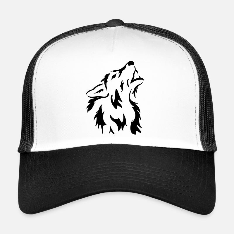 Wolf Shirt oder Hoodie selber gestalten bedrucken - Trucker Cap - Weiß/Schwarz