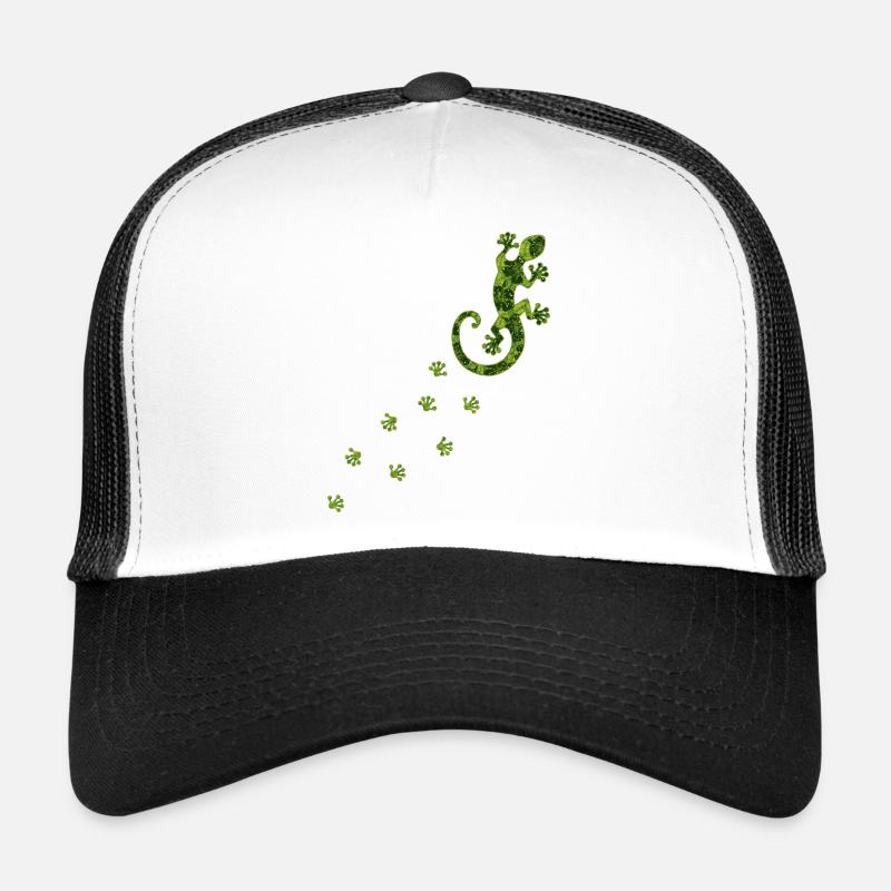 Gecko avec hibiscus, tapsen, pieds, empreinte animaux Casquette trucker 