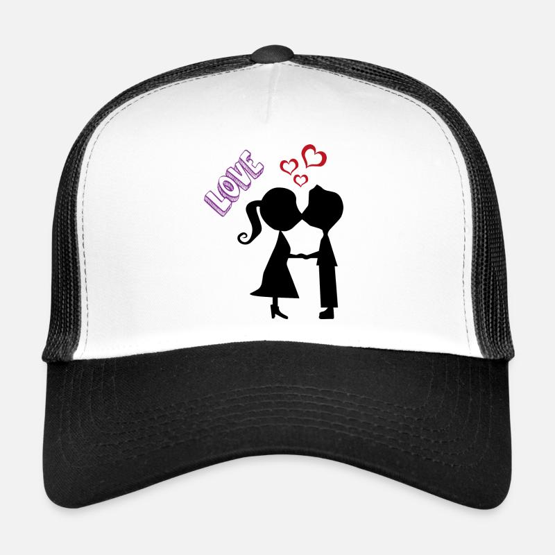 Hochzeit Brautpaar Geschenk Just Married Love - Trucker Cap - Weiß/Schwarz