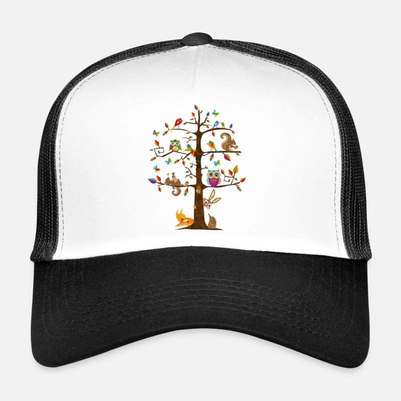 Ein Baum und viele Tiere - Trucker Cap - Weiß/Schwarz