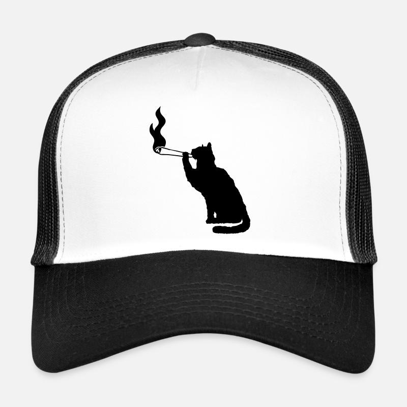 Joint Weed Kiffen Rauchen Hanf Cannabis Katze Trucker Cap