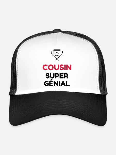 Cousin - Cousine - Famille - Bébé - Naissance - Casquette trucker  - blanc/noir - Devant