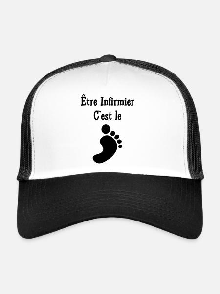 Infirmière / Infirmier / Hôpital / Médecine / - Casquette trucker  - blanc/noir - Devant