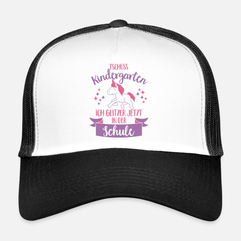 Tschüss Kindergarten Einhorn Einschulung - Trucker Cap - Weiß/Schwarz