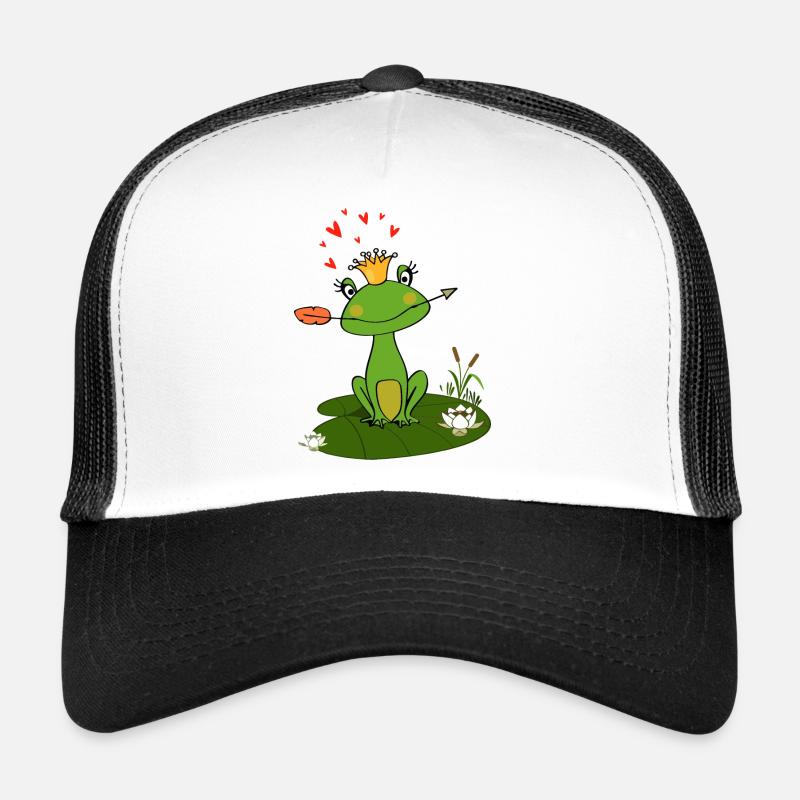 Charming frog with crown and heart - Trucker Cap - white/black