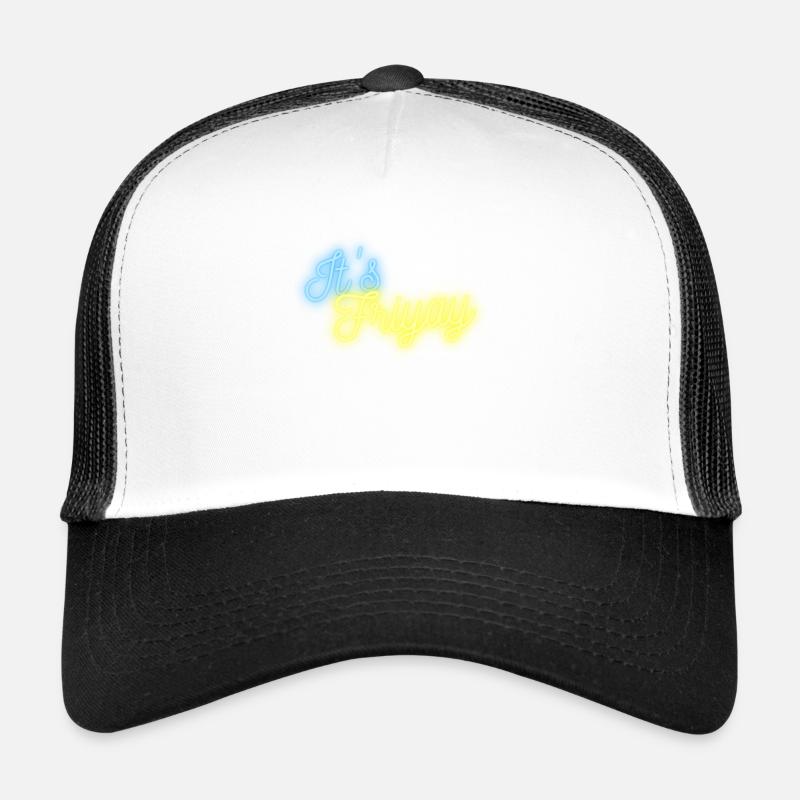 It's Friyay neon font turquoise yellow - Weekendvibes Trucker Cap