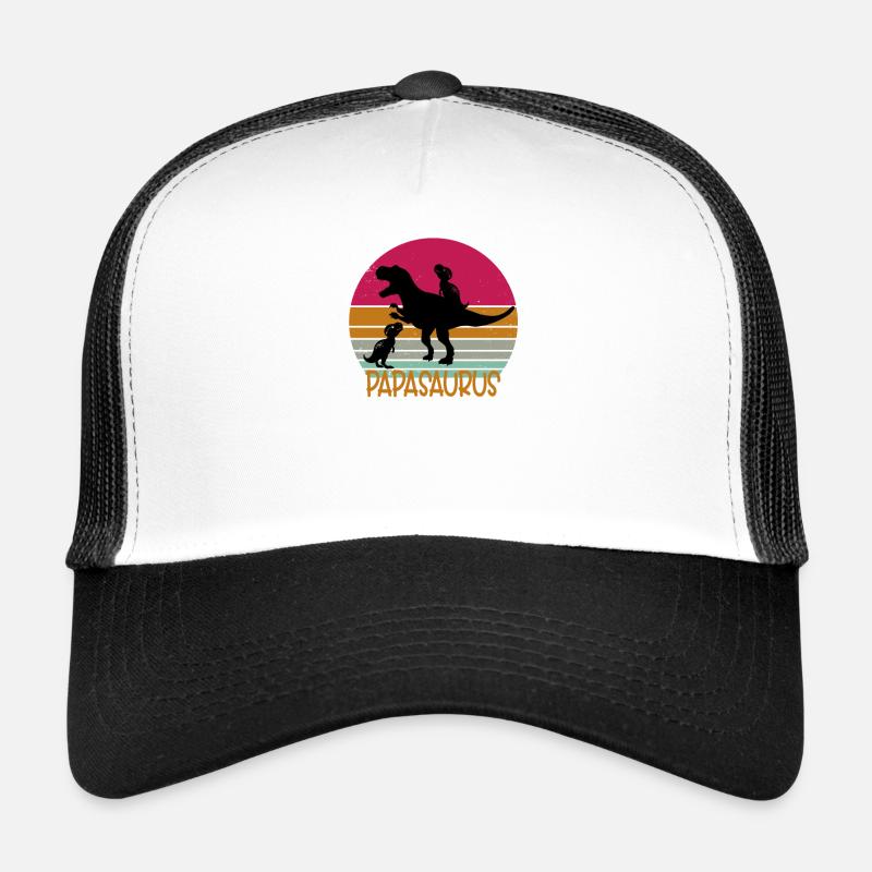 papasaurus rex Dinosaurier trex papa geschenk - Trucker Cap - Weiß/Schwarz