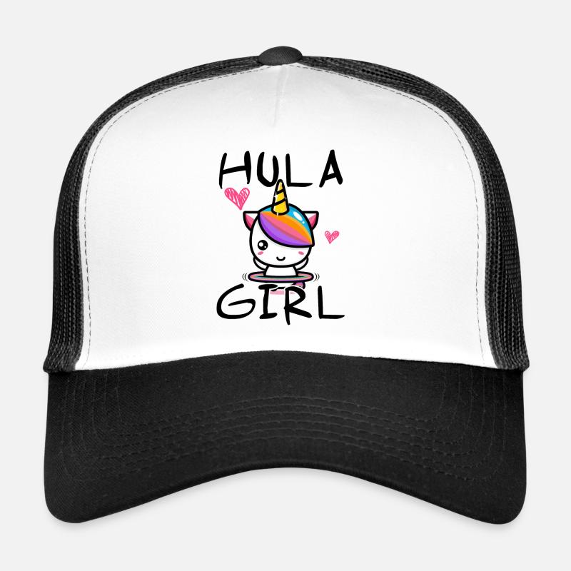 Hula Girl Süßes Einhorn mit Hula Reifen - Trucker Cap - Weiß/Schwarz