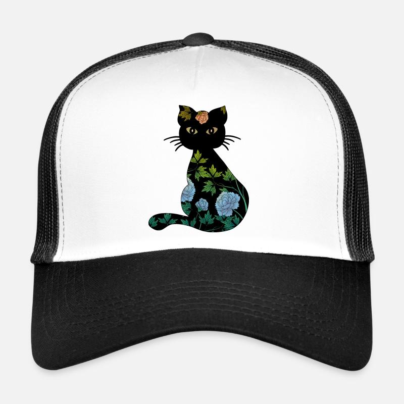 Katze - Trucker Cap - Weiß/Schwarz