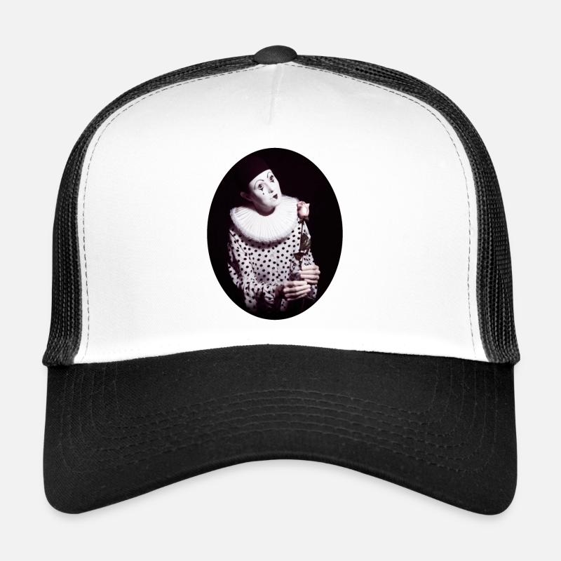 Pierrot avec Rose - Casquette trucker  - blanc/noir