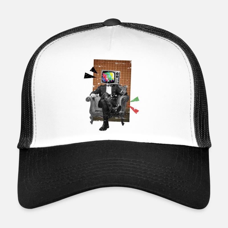 Retro TV - Trucker Cap - Weiß/Schwarz