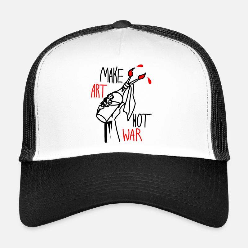 Make Art not War. Artists against war. Trucker Cap