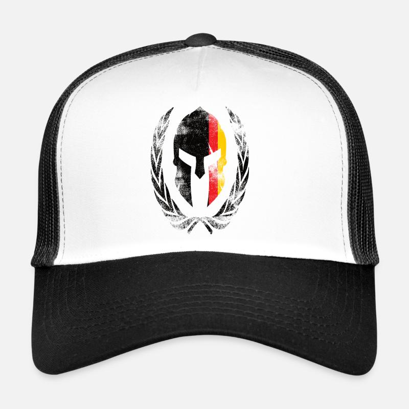 Spartaner Helm Deutsche Flagge - Trucker Cap - Weiß/Schwarz
