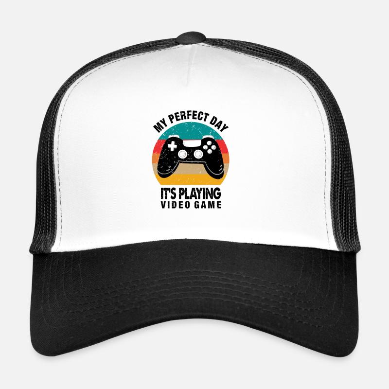 MY PERFECT DAY IT'S PLAYING VIDEO GAME - Trucker Cap - white/black