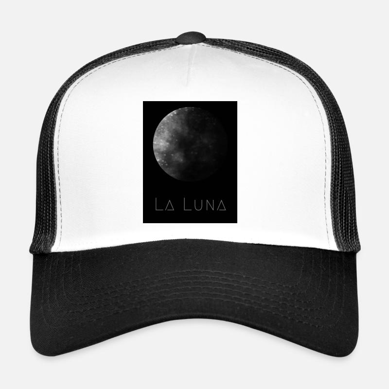 Mond, schwarzer Hintergrund - Trucker Cap - Weiß/Schwarz