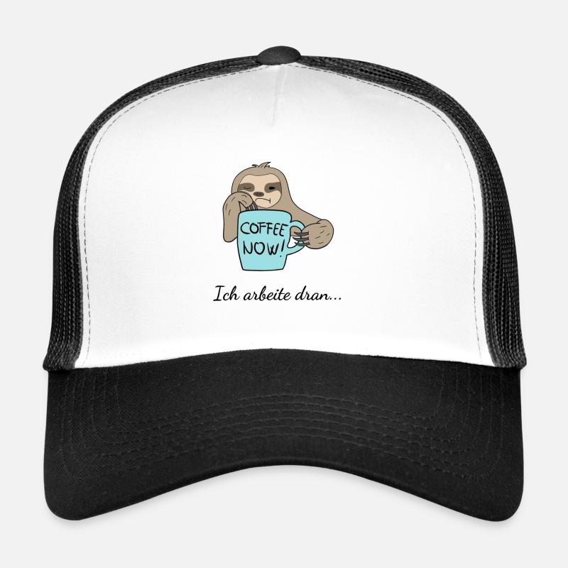Faultier - Ich arbeite dran... - Trucker Cap - Weiß/Schwarz