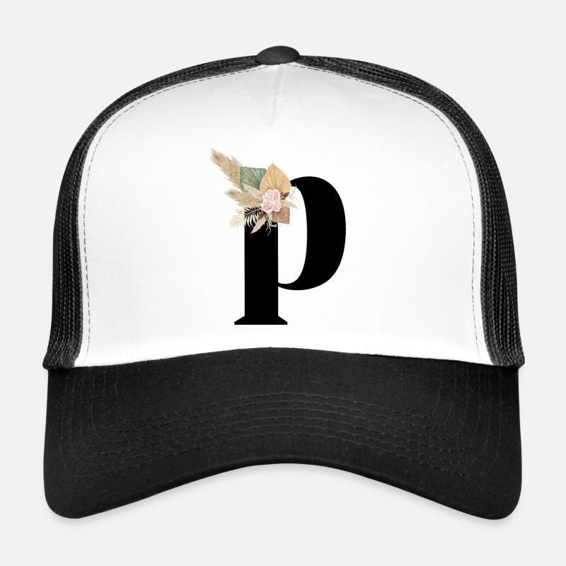 lettre P fleuris Casquette trucker 