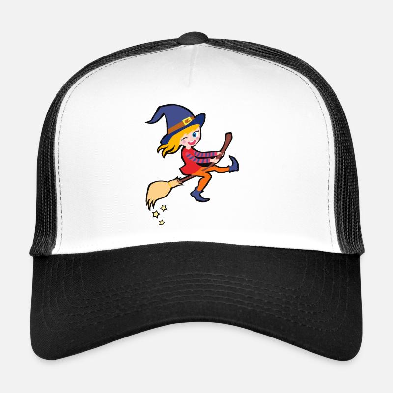 Witch cute and cheeky on the broom - Trucker Cap - white/black