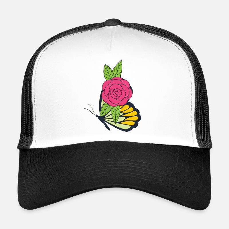 Butterfly Rose - Trucker Cap - white/black