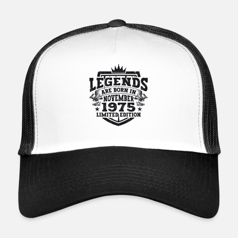 Legende November 1975 47. Geburtstag Geschenk Fun - Trucker Cap - Weiß/Schwarz