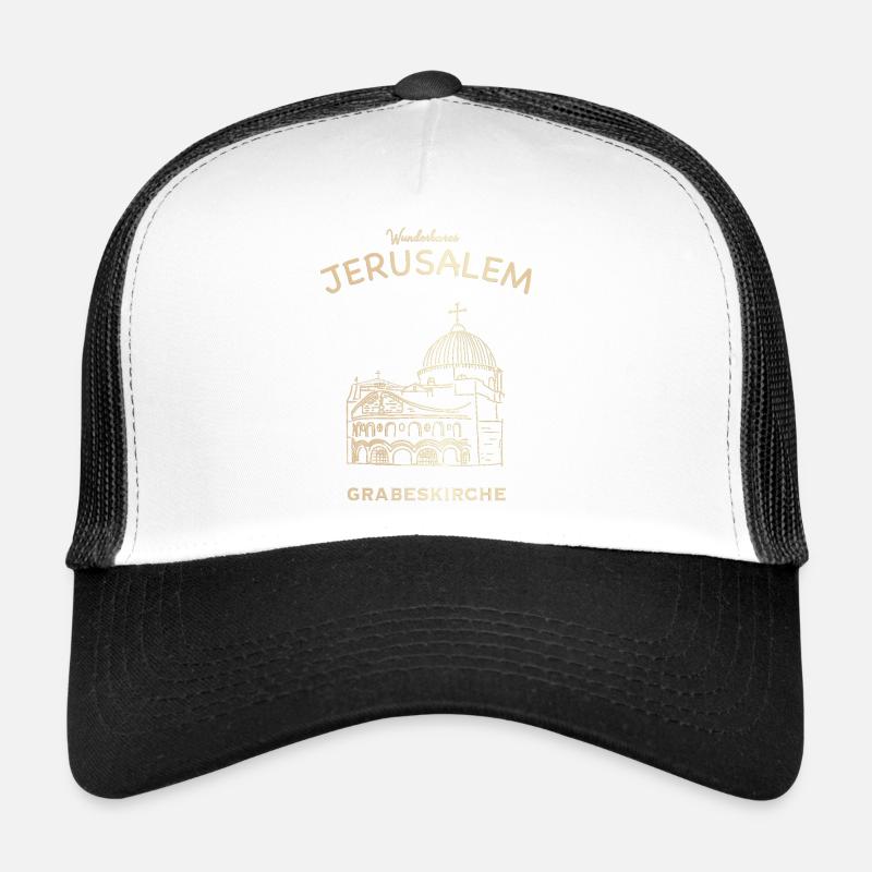 Wunderbares Jerusalem, Kirche vom Heiligen Grab - Trucker Cap - Weiß/Schwarz