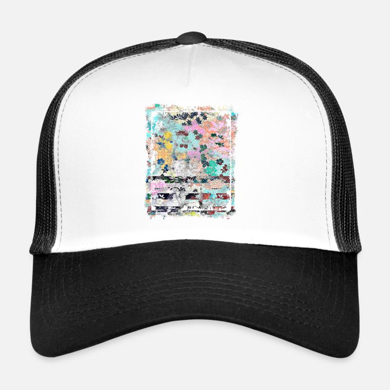 Japanese Floral Pattern Chrysanthemum Cherry Trucker Cap
