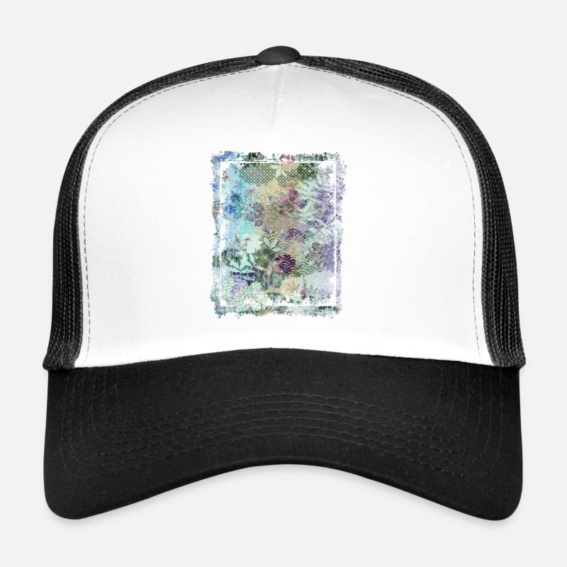 Japanese Floral Pattern Chrysanthemum Cherry Trucker Cap