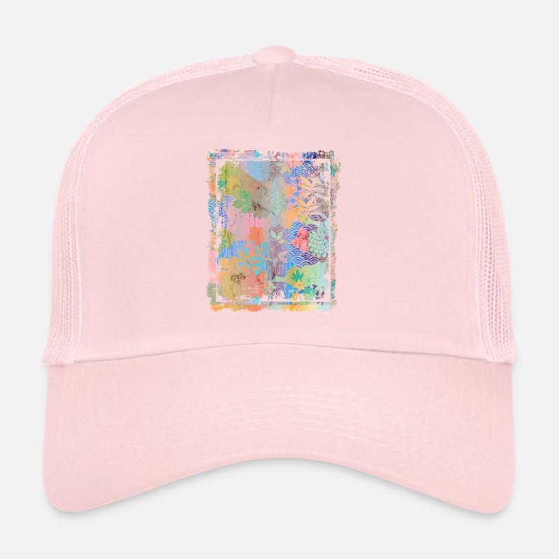 Japanese Floral Pattern Chrysanthemum Cherry Trucker Cap