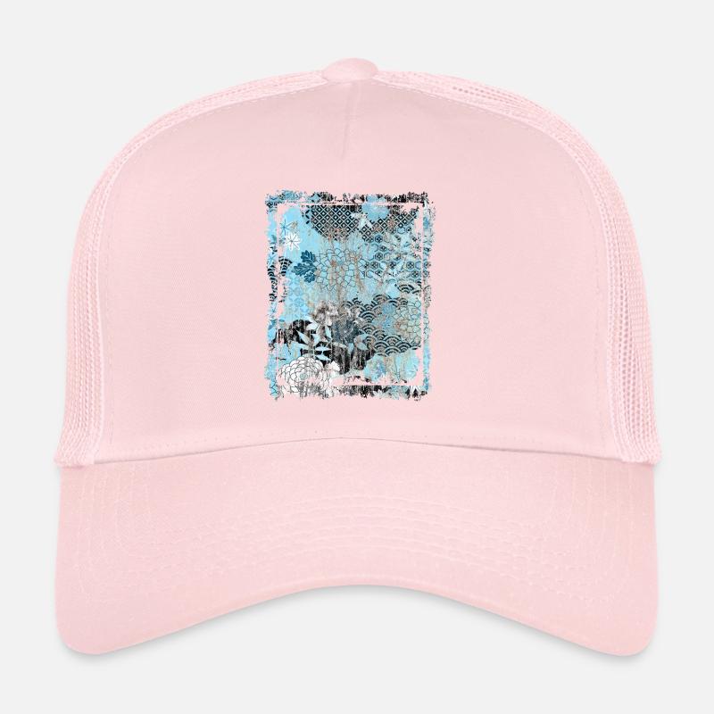 Japanese Floral Pattern Chrysanthemum Cherry Trucker Cap