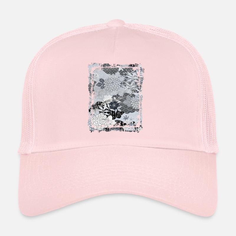 Japanese Floral Pattern Chrysanthemum Cherry Trucker Cap