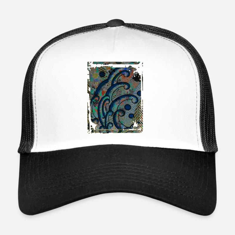 Japanische Great Wave Blumenmuster Collage Art 85 Trucker Cap